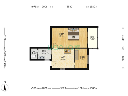 豆腐里 2室1厅1卫 61平方