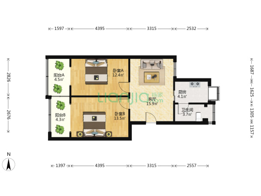 常码头449号 2室1厅1卫 71平方