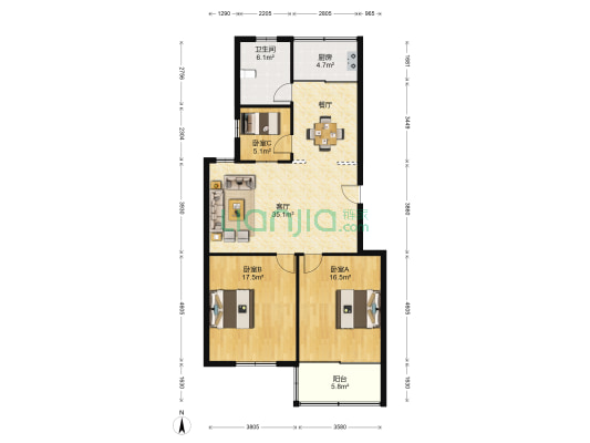 泰宁人家 3室1厅1卫 112平方