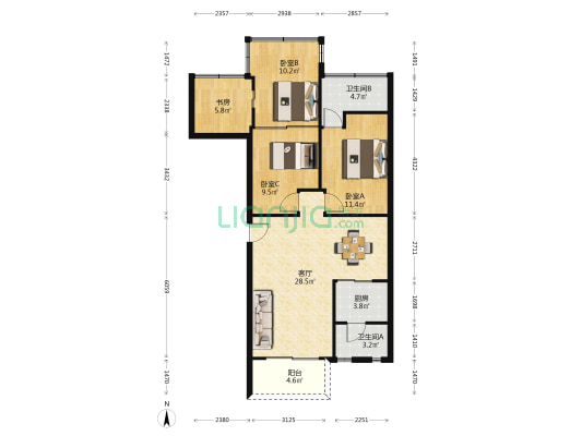 锦华轩 4室1厅2卫 80平方