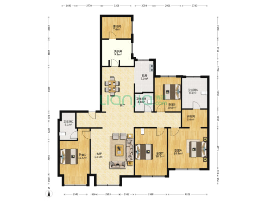 御东港 4室1厅3卫 244平方
