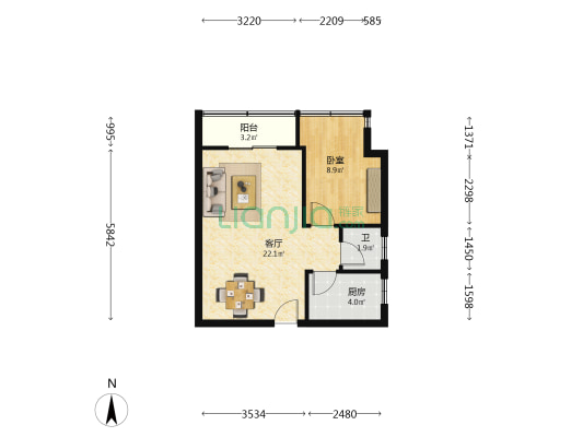 嘉顿新天地 1室1厅1卫 53平方