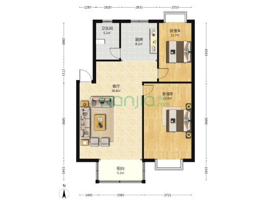 三皇安置小区 2室1厅1卫 105平方