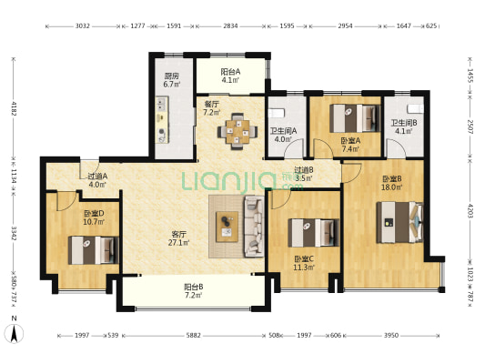 中天宸悦二期 4室2厅2卫 163平方