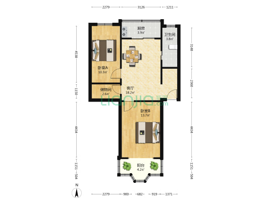 北京东路24号 2室1厅1卫 69平方
