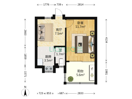 扁担巷 1室1厅1卫 35平方