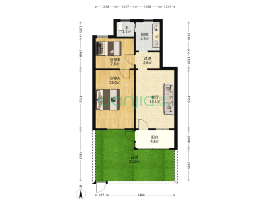杭齿宿舍 2室1厅1卫 56平方