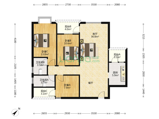 永宁华林街28号 3室1厅2卫 109平方