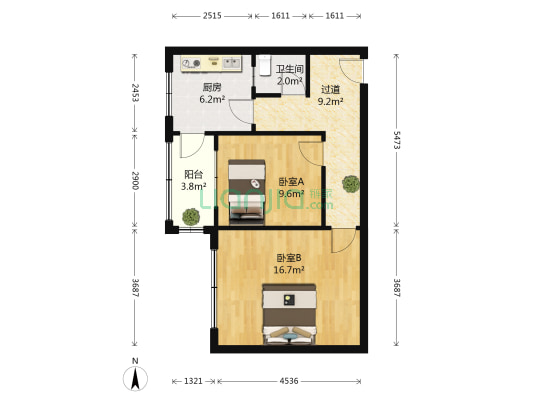 黑龙江省政法管理干部学院家属楼 2室0厅1卫 60平方