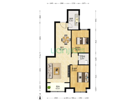 紫御澜湾 2室1厅1卫 93平方