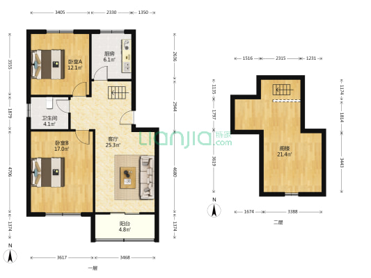 锦园新村 2室1厅1卫 89平方