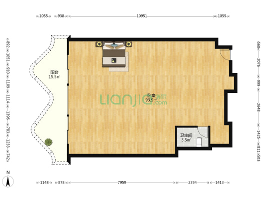 梧桐树 1室0厅1卫 146平方