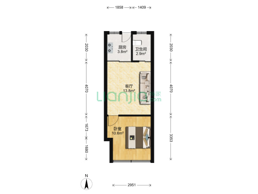 好运新村 1室1厅1卫 42平方