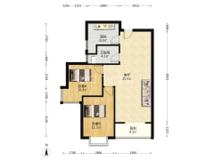 全南两居室  有装修  拎包入住 有房本-涿州联合七号院户型图