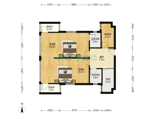 汇金苑 2室1厅2卫 96平方