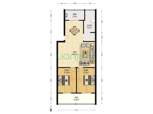 万通小区 2室1厅1卫 108平方