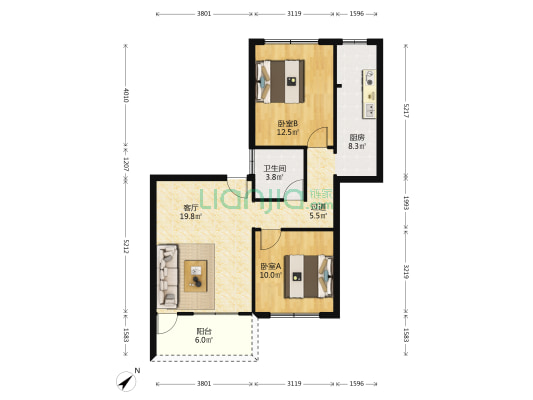 新风路 2室1厅1卫 85平方