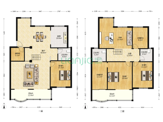 百家湖西苑 4室1厅3卫 271平方