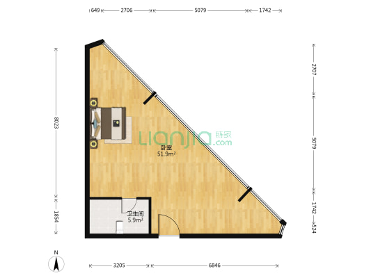 德尔金色摩纺 1室0厅1卫 76平方