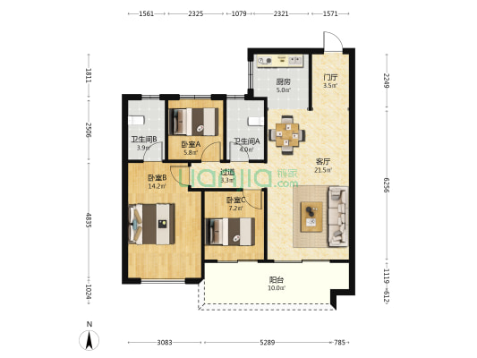新郑碧桂园天宸苑 3室1厅2卫 101平方