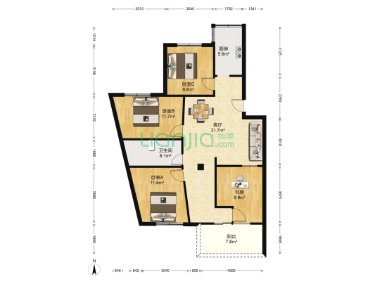 潘火桥社区 4室1厅1卫 110平方