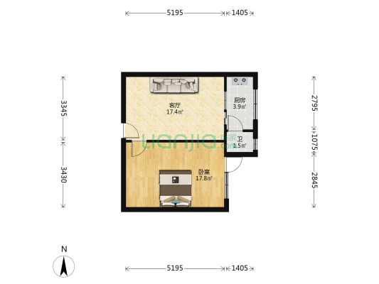 黄花街38号 1室1厅1卫 42平方
