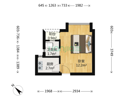 竹沁苑公寓 1室0厅1卫 50平方