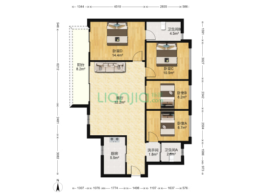 高明碧桂园峰会 4室1厅3卫 115平方
