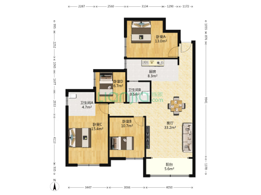 阳光未来城 4室1厅2卫 79平方