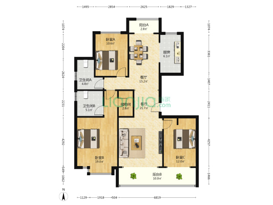绿城诚园致诚苑 3室2厅2卫 144平方