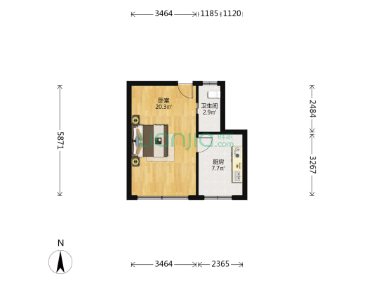邮电新村 1室0厅1卫 39平方