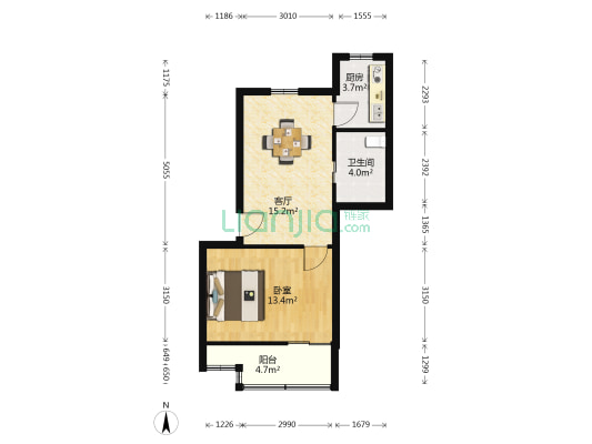 泾园新村 1室1厅1卫 53平方
