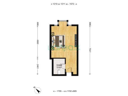 花样年•麓湖国际 1室0厅1卫 43平方