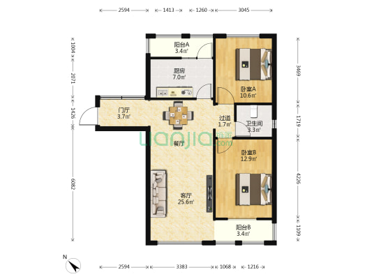 锦上园 2室1厅1卫 99平方