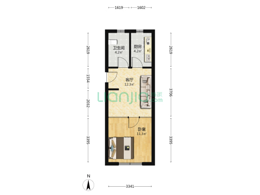 五彩阳光城二期(箐华府) 1室1厅1卫 49平方