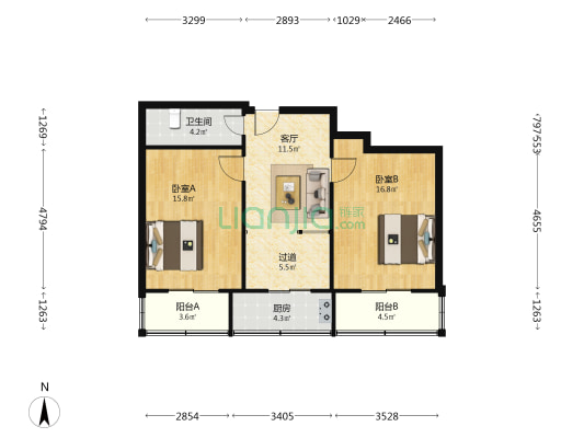 永福里 2室1厅1卫 82平方