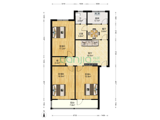 技监局居民楼 3室2厅1卫 120平方