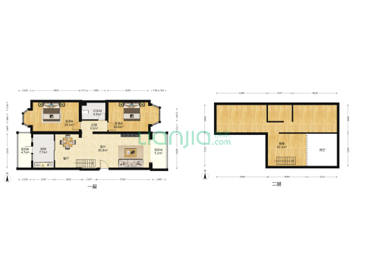 世界名园北区 2室1厅1卫 114平方