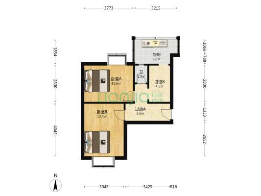 房管局宿舍(建设南大街) 2室0厅1卫 45平方