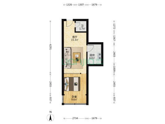 兰东住宅小区 1室1厅1卫 42平方