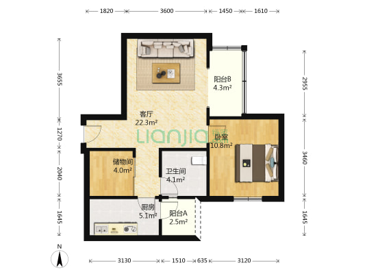 九峰花园 1室1厅1卫 68平方