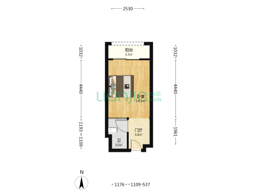 华贸公馆 1室0厅1卫 37平方