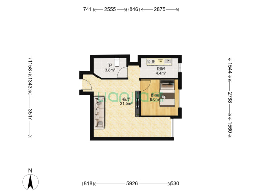 中天甜蜜小镇2组团 1室1厅1卫 51平方