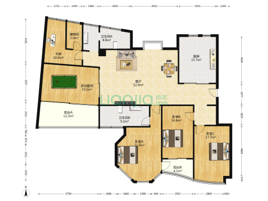 21世纪现代城东区 5室1厅2卫 207平方