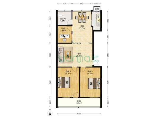 百子正街3号 3室2厅1卫 110平方