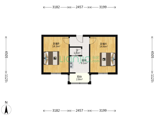 中医附院南苑 2室0厅1卫 52平方
