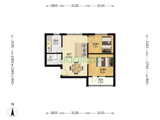 兰州蓝星家属院 2室1厅1卫 59平方