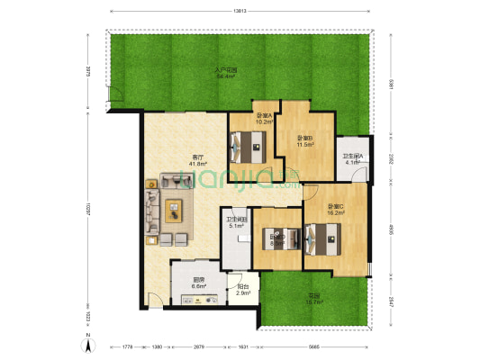 汇星豪庭 4室1厅2卫 129平方