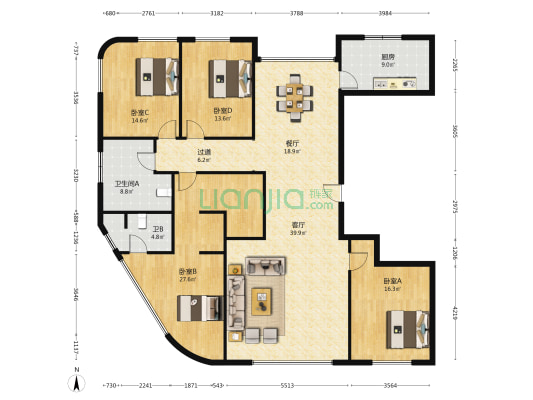 恩瑞御西湖 4室2厅2卫 207平方