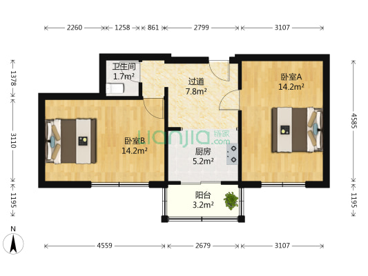 魁星小区 2室0厅1卫 59平方